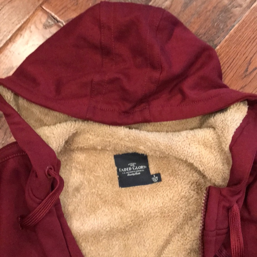 Men’s Faded Glory Burgundy Lined Hoodie Size Small  New - Picture 2 of 3